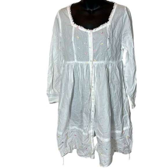 Eileen west vintage 90s coquette nightgown bow embroidered lightweight lace xs - Picture 1 of 11